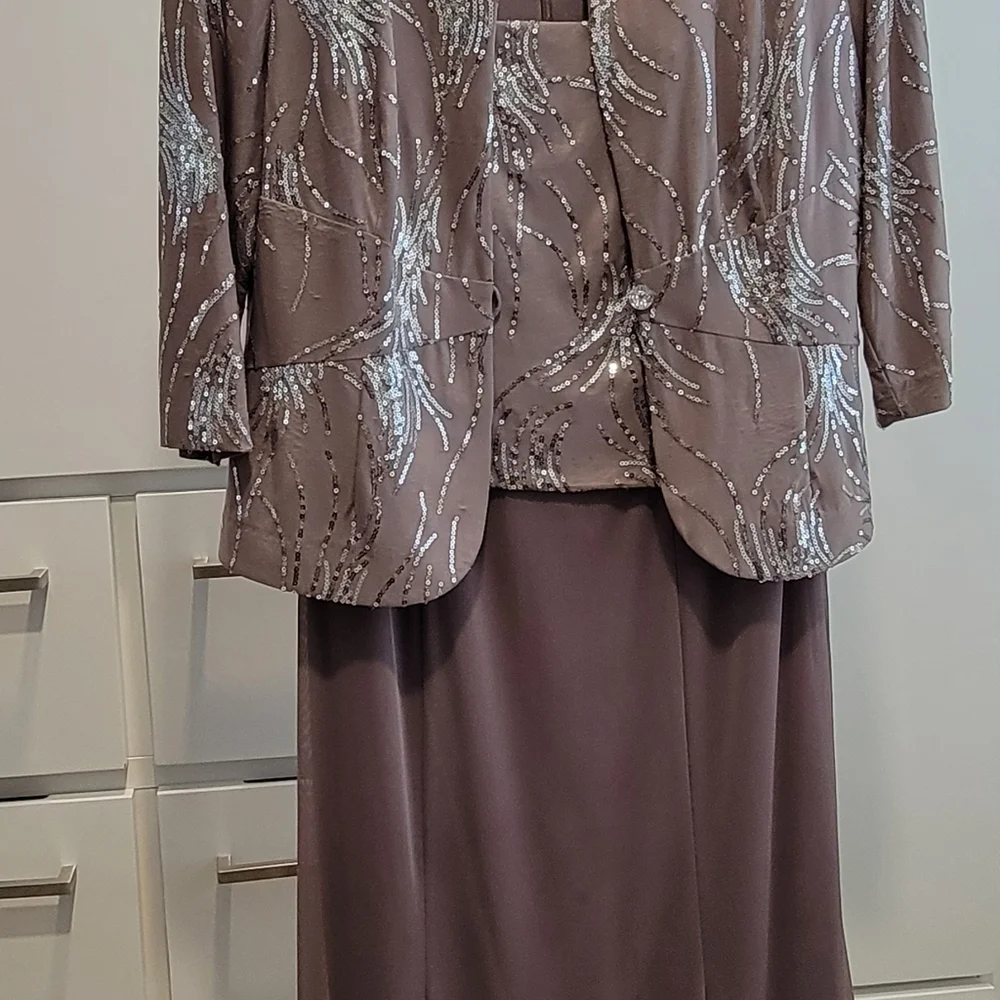 Dress and Jacket, Alex EveningsPetite Sequined A-Line Midi Dress and Jacket - Picture 8 of 10